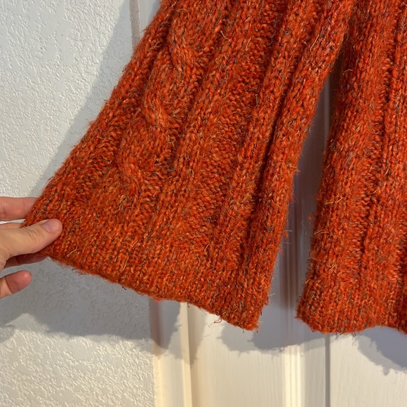 Wool Blend Orange Harvest 3 Button Cable Sweater - Picture 12 of 12